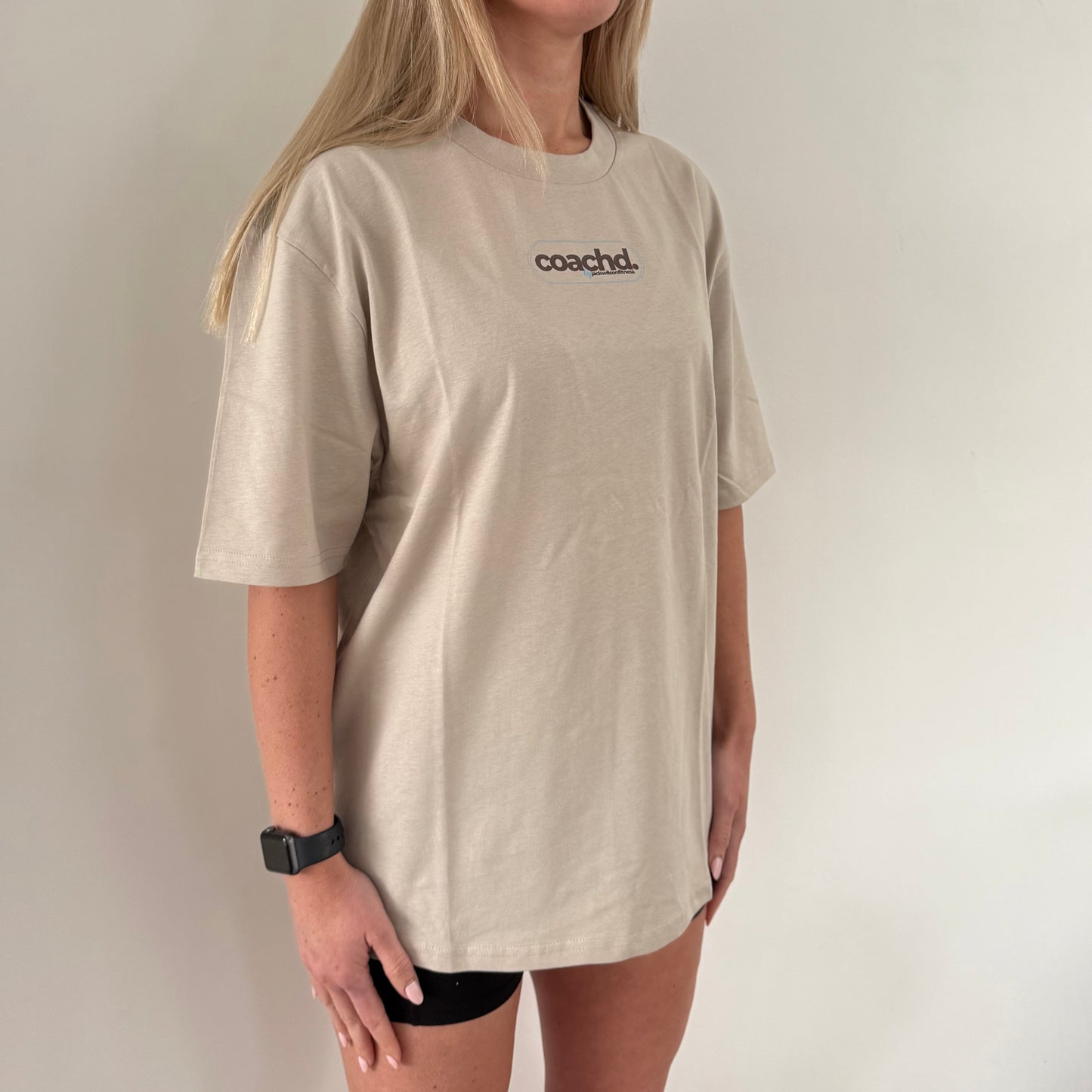 'coachd.' Oversized Tee - Stone