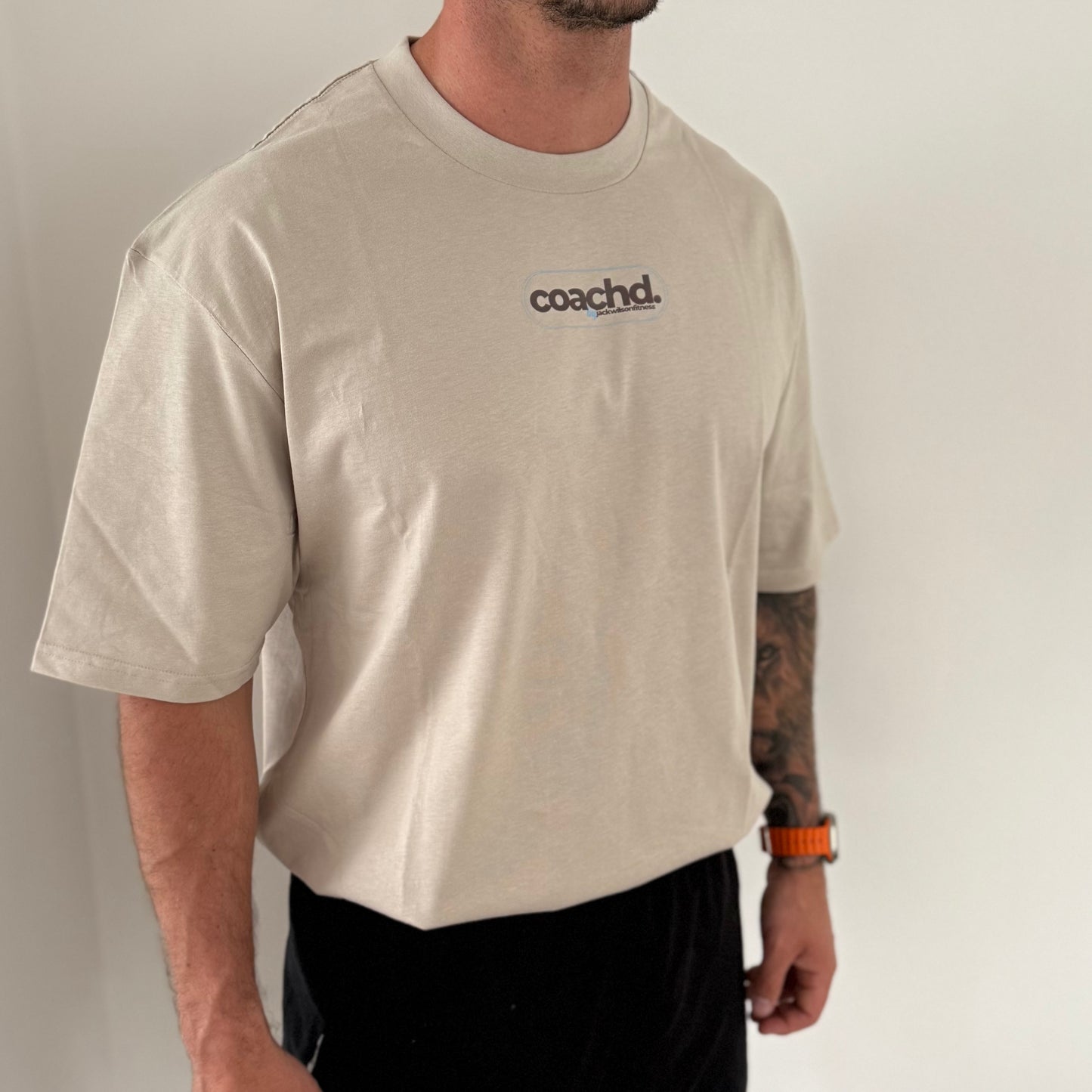 'coachd.' Oversized Tee - Stone