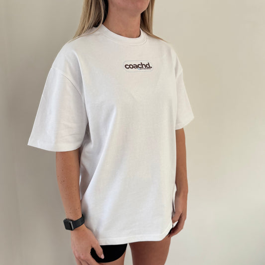 'coachd.' Oversized Tee - LIMITED EDITION - WHITE/BROWN/BLUE